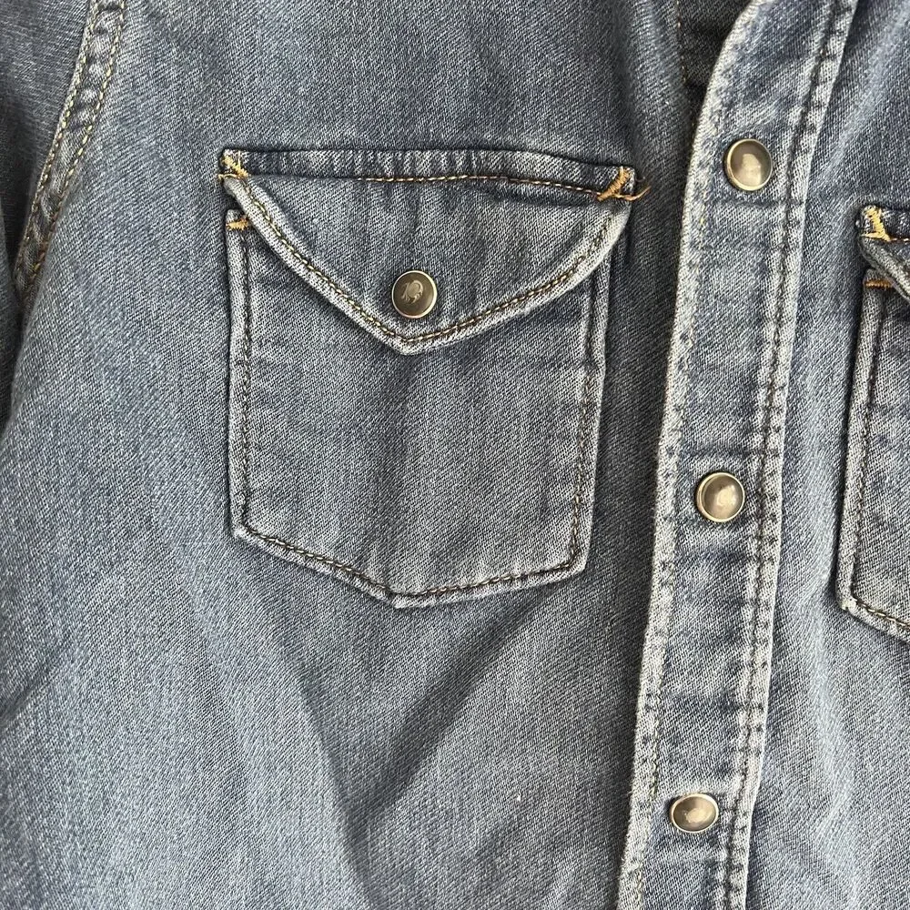 Gap Kids 1969 Boys Knit Denim Western Shirt – Medium Indigo